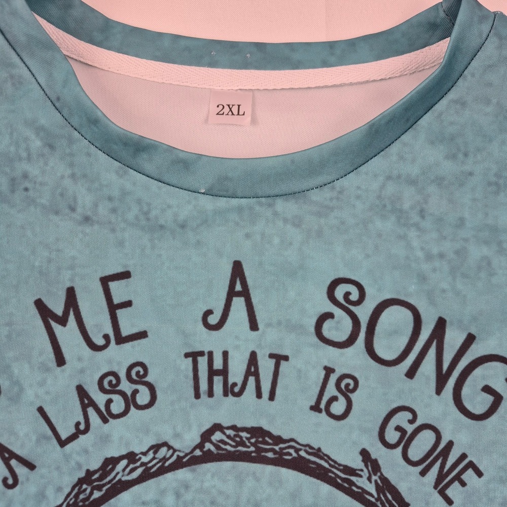 Outlander Sweatshirt Women's 2X Teal Shiny Finish Crewneck Over the Sea Quote - Picture 4 of 12